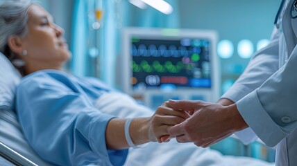 Comforting Hand in a Calm Hospital Room