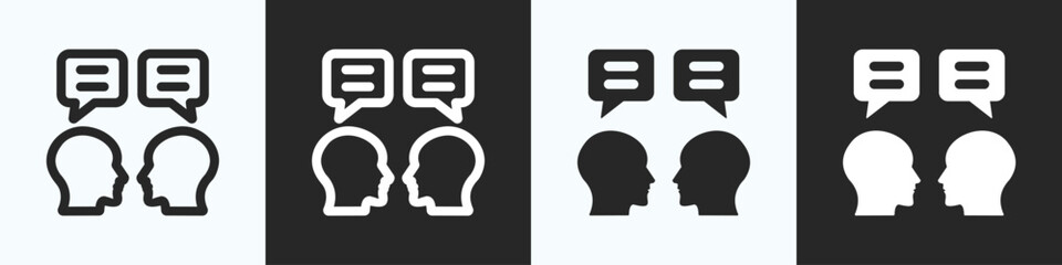 Communication Icon Set in Black and White Outline and Glyph Style