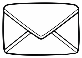 Simple black and white illustration of an envelope, for mail and message concept.