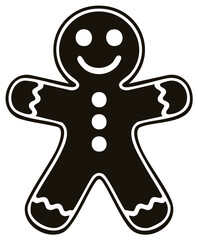 Obraz premium Classic black and white gingerbread man cookie graphic happy holiday dessert symbol