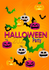 2025 Halloween party poster. Banner template for October event. Design with pumpkin and text. Social media post for invitation, covers.