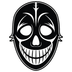 A black silhouette of a scary mask