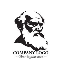 Classic Old Man Logo Symbol in Black on White Background with Vintage and Minimalist Design