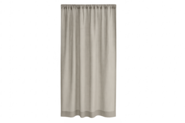 Beige sheer curtain hanging on transparent background