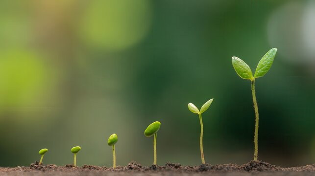 A captivating image of seedlings in various growth stages, showcasing the beauty of nature and the process of germination.