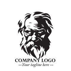 Classic Old Man Logo Symbol in Black on White Background with Vintage and Minimalist Design