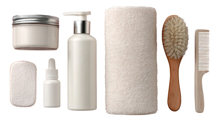 Naklejka premium Collection of Isolated White Bathroom Accessories on Transparent Background