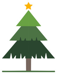 Stylized Green Christmas Tree with Yellow Star Decoration