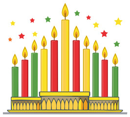 Colorful Candles with Stars Illustration for Celebration