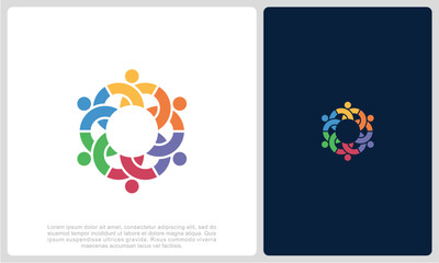 Abstract people colorful logo icon design minimal style illustration. community logo icon vector isolated.	

