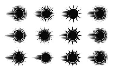 Vector art of set of sun icons for logo or design element
