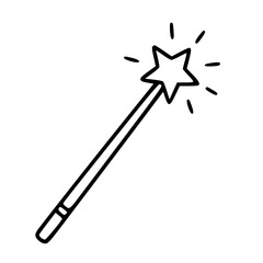 Magic wand outline with sparkling halloween stars