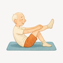 Elderly man exercising indoors