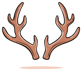Obraz premium Decorative brown reindeer antlers with black outline cartoon graphic for holiday winter nature and animal design