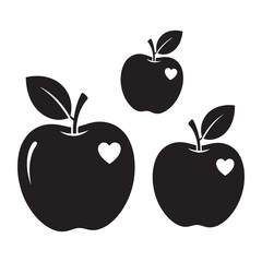 Apple Trio Silhouette with Heart Detail.