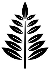 Fototapeta premium Stylized black and white leaf branch minimalist graphic illustration representing nature and growth