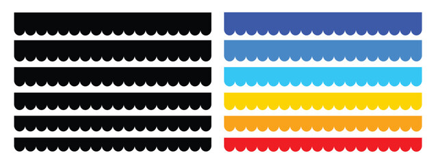 Obraz premium Set of Colorful Wavy Scalloped Border Dividers, Decorative Curvy Horizontal Line Design Elements for Header, Footer, and Digital Graphic Design Projects