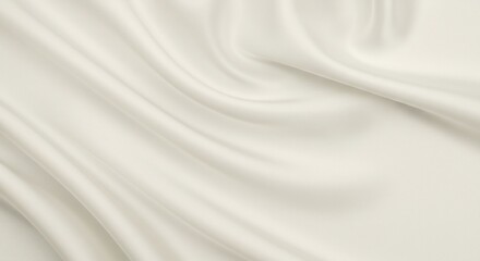Obraz premium Creamcolored fabric heavily draped with gentle waves and light reflections