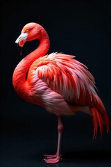 Obraz premium Flamingo with wings made of opulent, gilded feathers, a symbol of luxury. A magnificent flamingo with wings made of intricately detailed, opulent gilded feathers. The pink body contrasts with the