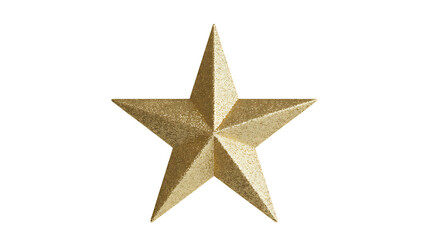 Obraz premium Glittering gold five pointed star ornament isolated on a transparent background sparkle