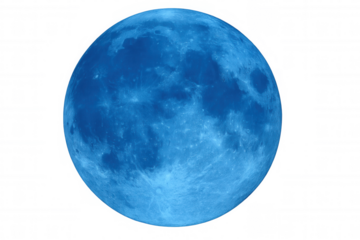 Blue full moon in deep space, lunar surface detail, celestial body representing astronomy and mystery