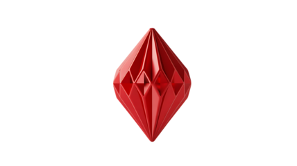 Red faceted geometric object with sharp edges isolated on a transparent background image