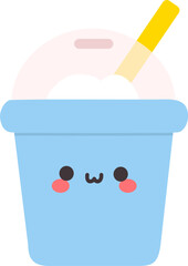 Cute Cartoon Ice Cream Cup with Cheerful Expression