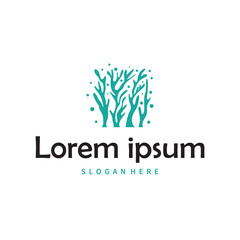 Aquarium concept logo seaweed underwater plants where fish live simple and elegant design for brand and poster template illustration