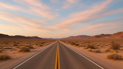 Endless desert road adventure.