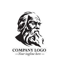 Classic Old Man Logo Symbol in Black on White Background with Vintage and Minimalist Design