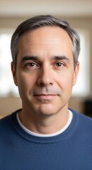 Portrait of a middle-aged man with a calm and thoughtful expression.