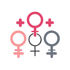 Obraz premium Women symbols illustrated in 2D form a captivating set on white. 