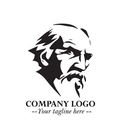 Classic Old Man Logo Symbol in Black on White Background with Vintage and Minimalist Design