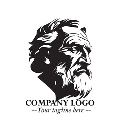 Classic Old Man Logo Symbol in Black on White Background with Vintage and Minimalist Design