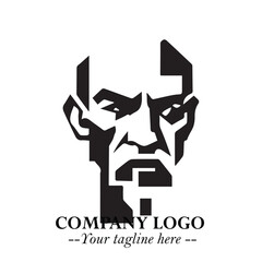 Classic Old Man Logo Symbol in Black on White Background with Vintage and Minimalist Design