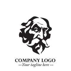 Classic Old Man Logo Symbol in Black on White Background with Vintage and Minimalist Design