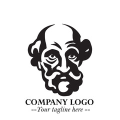 Classic Old Man Logo Symbol in Black on White Background with Vintage and Minimalist Design