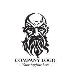 Classic Old Man Logo Symbol in Black on White Background with Vintage and Minimalist Design