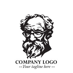 Classic Old Man Logo Symbol in Black on White Background with Vintage and Minimalist Design