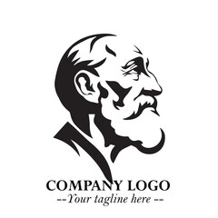 Obraz premium Classic Old Man Logo Symbol in Black on White Background with Vintage and Minimalist Design
