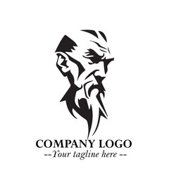 Classic Old Man Logo Symbol in Black on White Background with Vintage and Minimalist Design