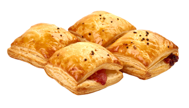 Pastry Puff Assorted Sweet and Savory Pastries, Isolated on Transparent Background, High Angle View