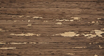 Wooden plank surface with brown wood grain texture chipped paint and horizontal alignment