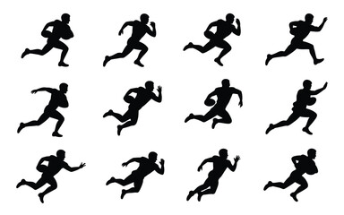 Vector art of silhouette of american football player running
