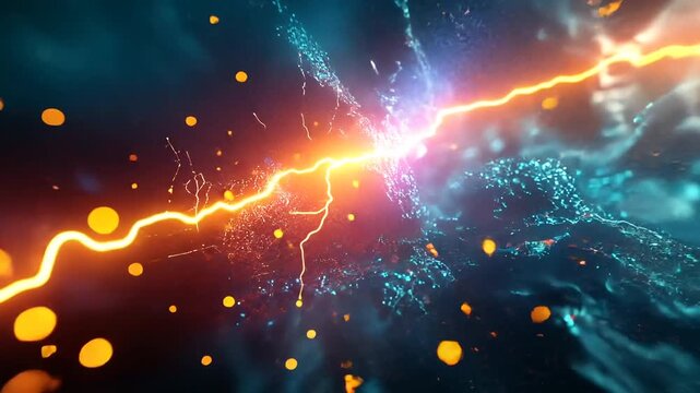 Vibrant Cosmic Lightning Strike in Deep Space Nebula.