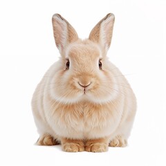 Rabbit with fluffy fur isolated on white background