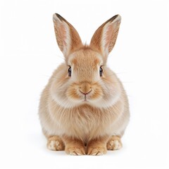 Rabbit with fluffy fur isolated on white background