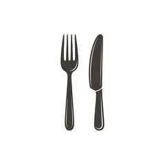 Dark brown fork and knife cutlery icon