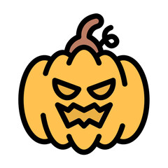 horrible pumpkin icon with flat icon style