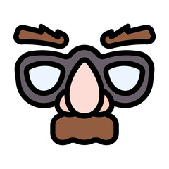 old man mask icon with flat icon style